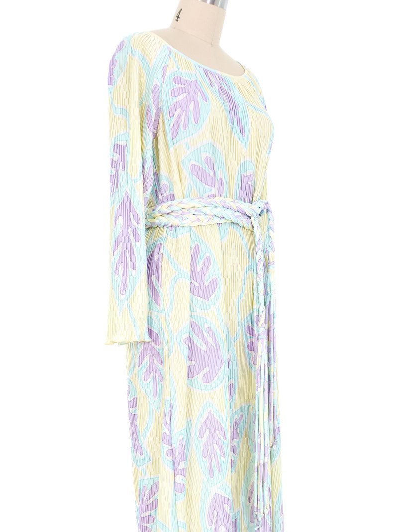 Mary McFadden Printed Dimensional Pleated Maxi Dress Dress arcadeshops.com