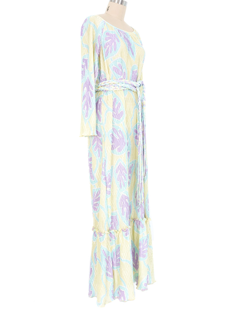 Mary McFadden Printed Dimensional Pleated Maxi Dress Dress arcadeshops.com