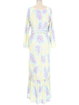 Mary McFadden Printed Dimensional Pleated Maxi Dress Dress arcadeshops.com