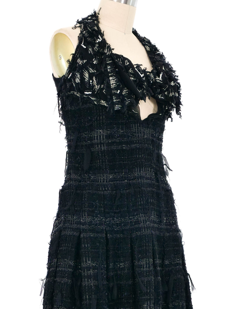 2005 Chanel Tweed Embellished Bow Front Cocktail Dress Dress arcadeshops.com