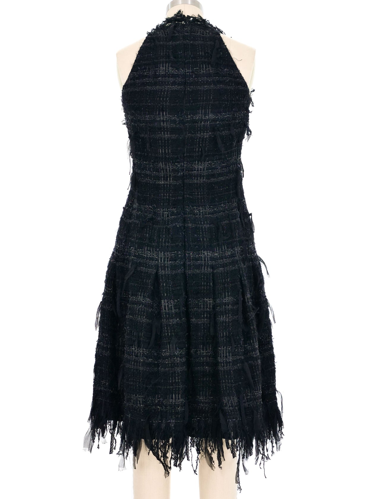 2005 Chanel Tweed Embellished Bow Front Cocktail Dress