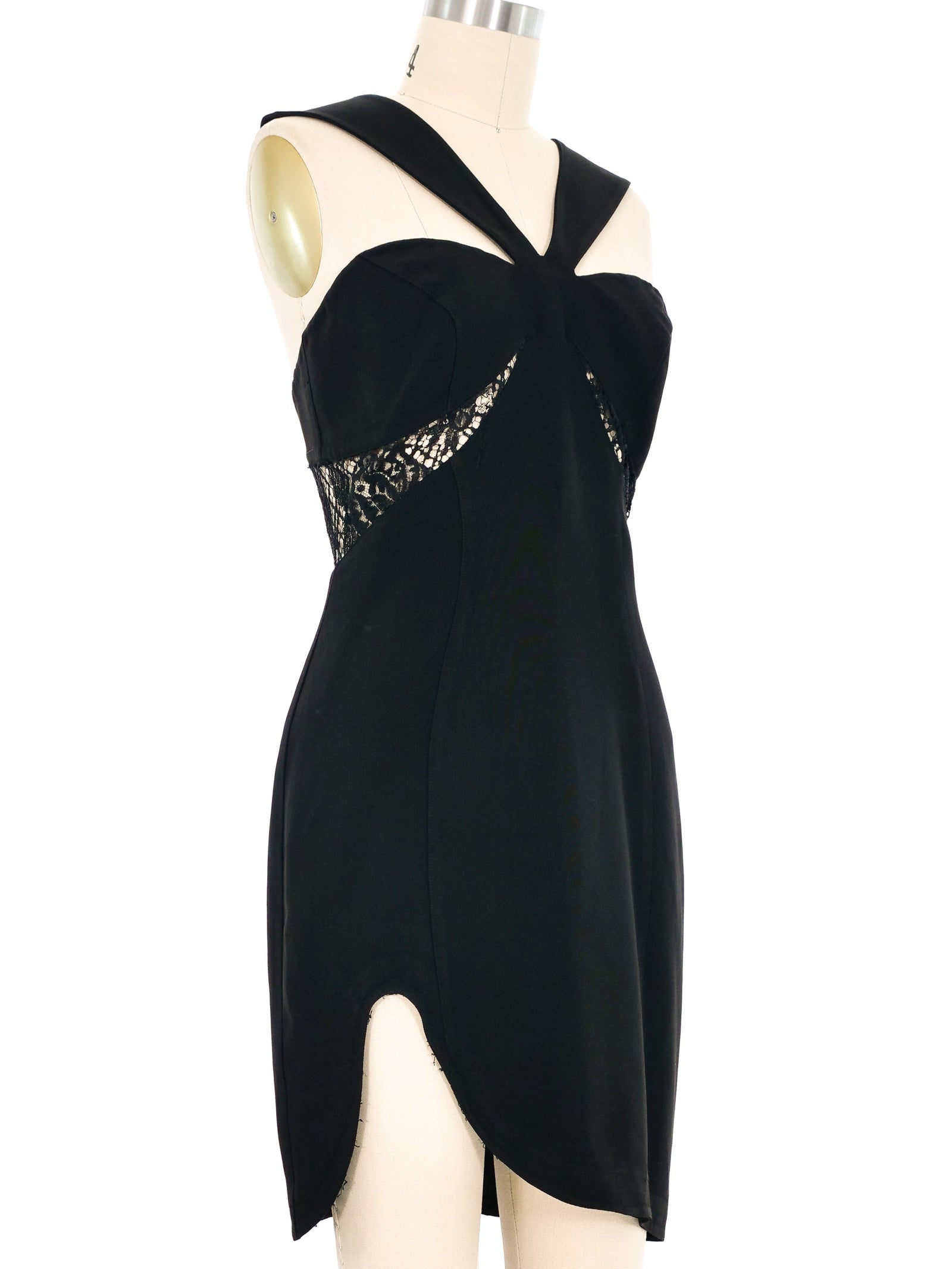 Thierry Mugler Black Lace Cutouts Minidress