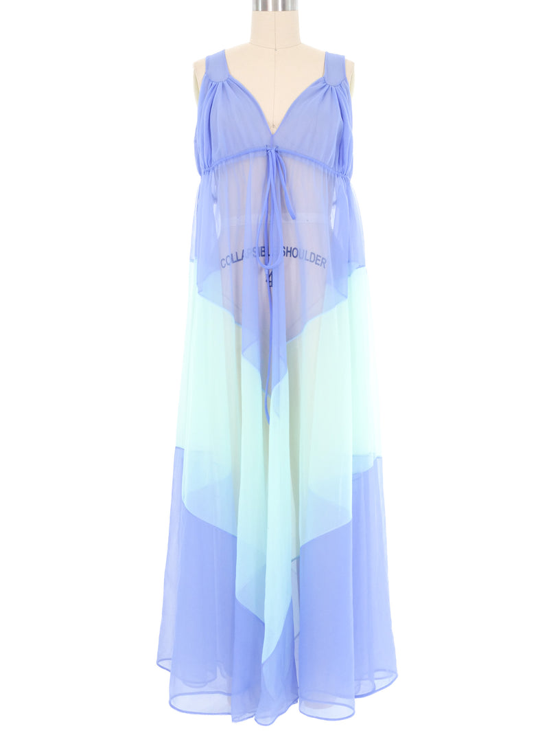 1960s Sheer Chiffon Periwinkle and Mint Lingerie Dress Dress arcadeshops.com