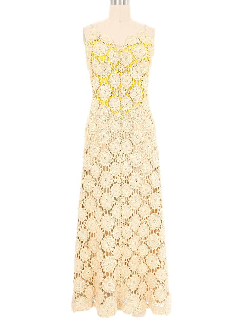 1970s Pauline Trigere Crochet Ensemble Dress arcadeshops.com