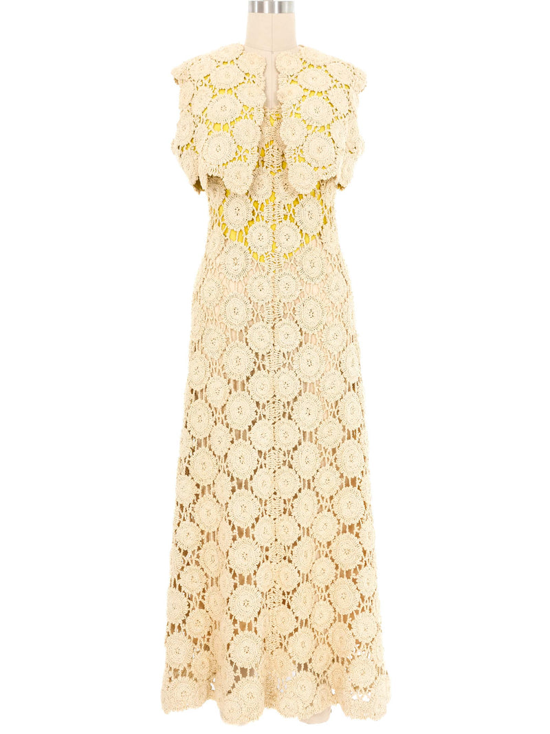 1970s Pauline Trigere Crochet Ensemble Dress arcadeshops.com