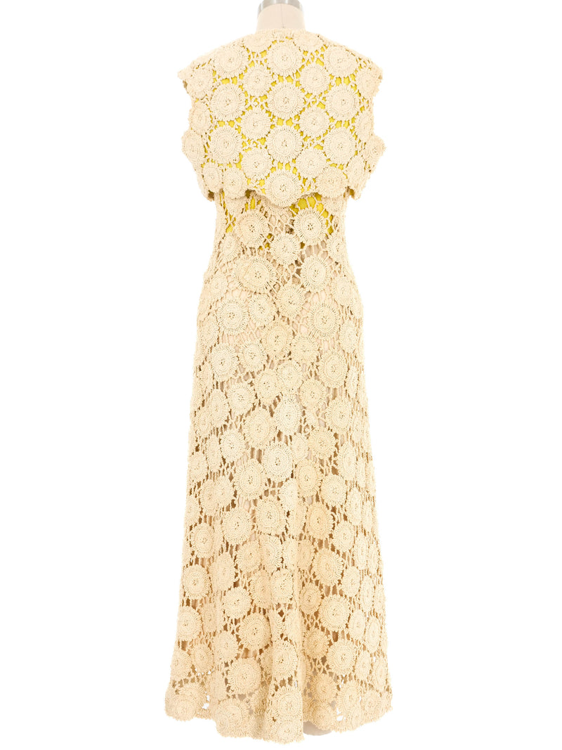 1970s Pauline Trigere Crochet Ensemble Dress arcadeshops.com