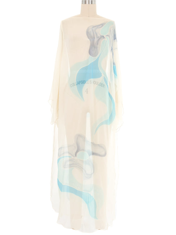 1970s Sheer Hand Painted Silk Caftan Dress arcadeshops.com
