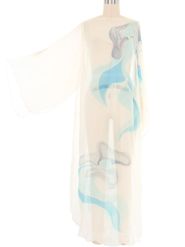 1970s Sheer Hand Painted Silk Caftan Dress arcadeshops.com