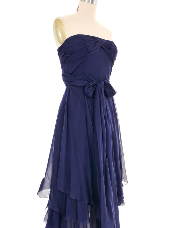 Chanel Navy Chiffon Gown Dress arcadeshops.com