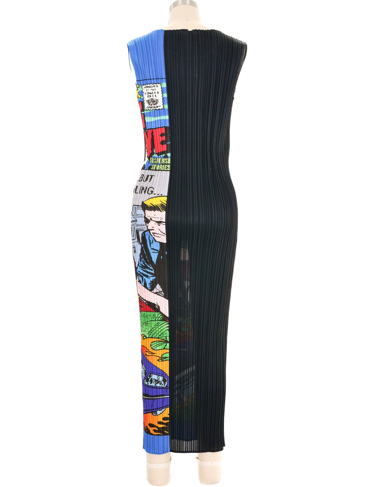 1999 Issey Miyake Pleats Please Pop Art Comic Strip Midi Dress