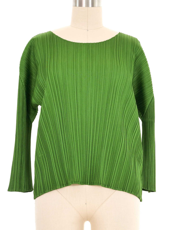 Issey Miyake Pleated Green Top Top arcadeshops.com