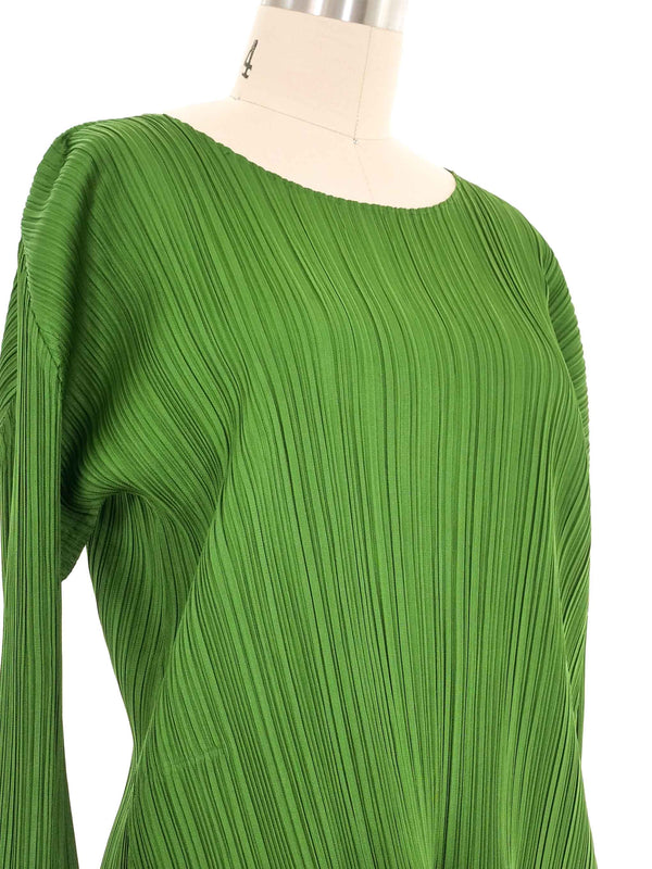 Issey Miyake Pleated Green Top Top arcadeshops.com