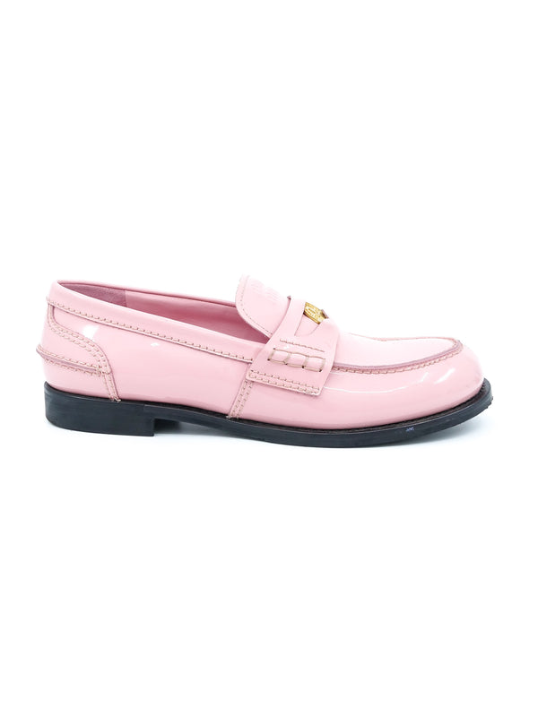 Miu Miu Pink Patent Leather Penny Loafer, 40 Accessory arcadeshops.com