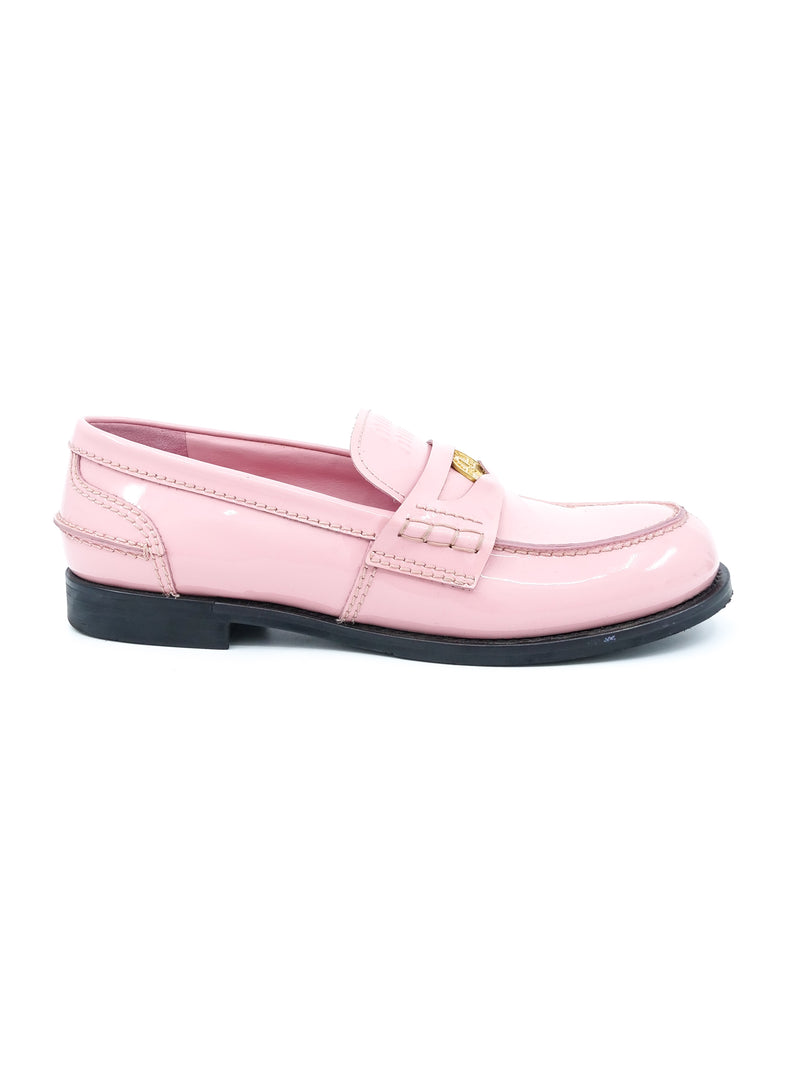 Miu Miu Pink Patent Leather Penny Loafer, 40