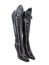 Todd Oldham Brown Double Zip Front Heeled Boots, 40 Accessory arcadeshops.com