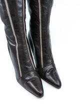 Todd Oldham Brown Double Zip Front Heeled Boots, 40 Accessory arcadeshops.com