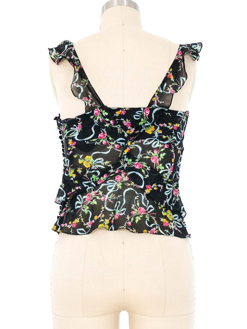 Christian Dior Floral Chiffon Bustier Top Top arcadeshops.com