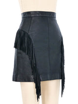 Saint Laurent Fringe Trimmed Lamb Leather Mini Skirt Bottom arcadeshops.com