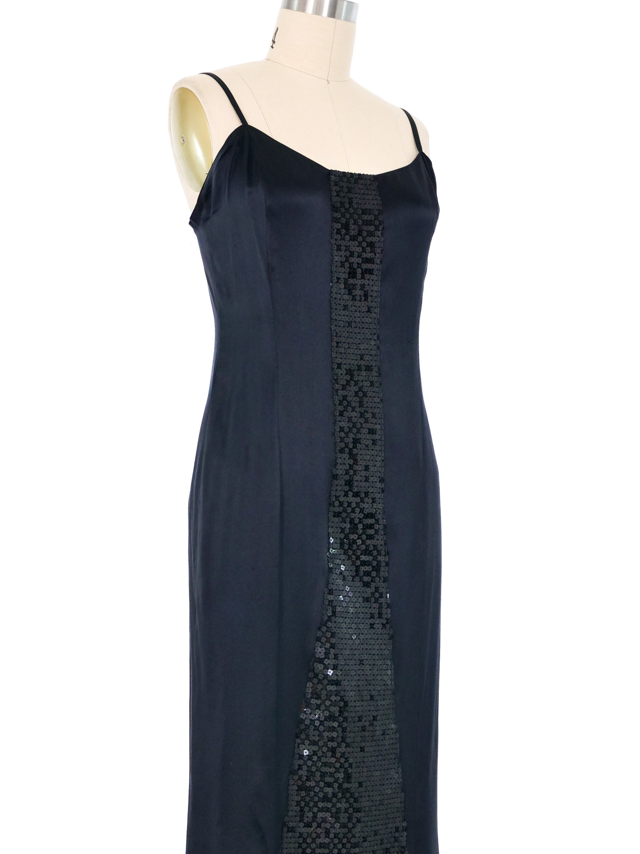 2002 Chanel Sequin Accented Slip Dress