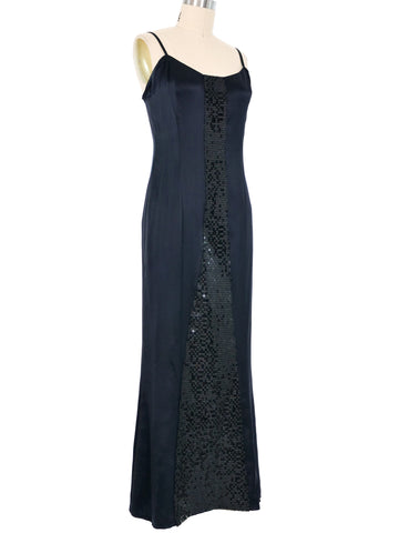 blue dress for baby girl 2002 Chanel Sequin Accented Slip Dress