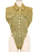 1989 Jean Paul Gaultier Lurex High Cut Bodysuit Suit arcadeshops.com