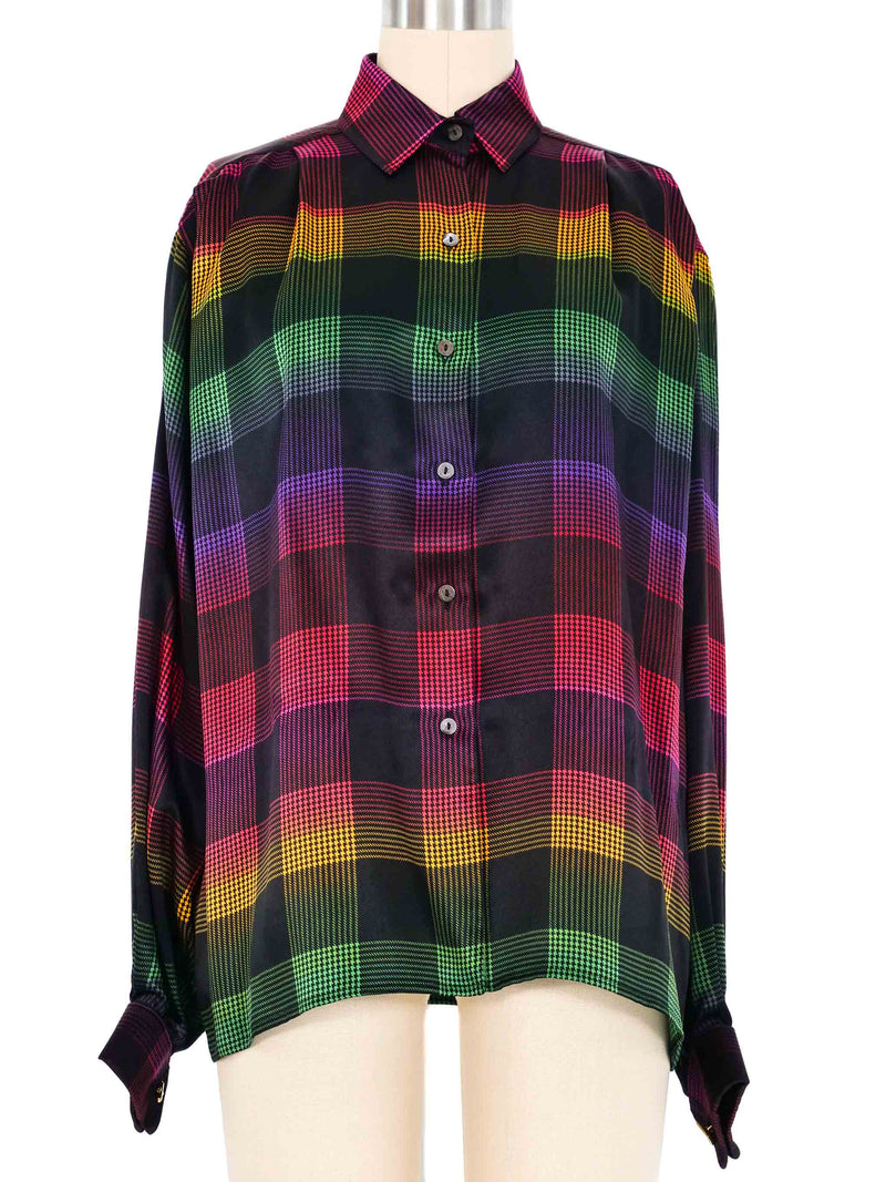 1980s Gucci Silk Rainbow Blouse Top arcadeshops.com