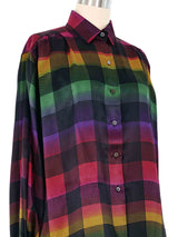 1980s Gucci Silk Rainbow Blouse Top arcadeshops.com