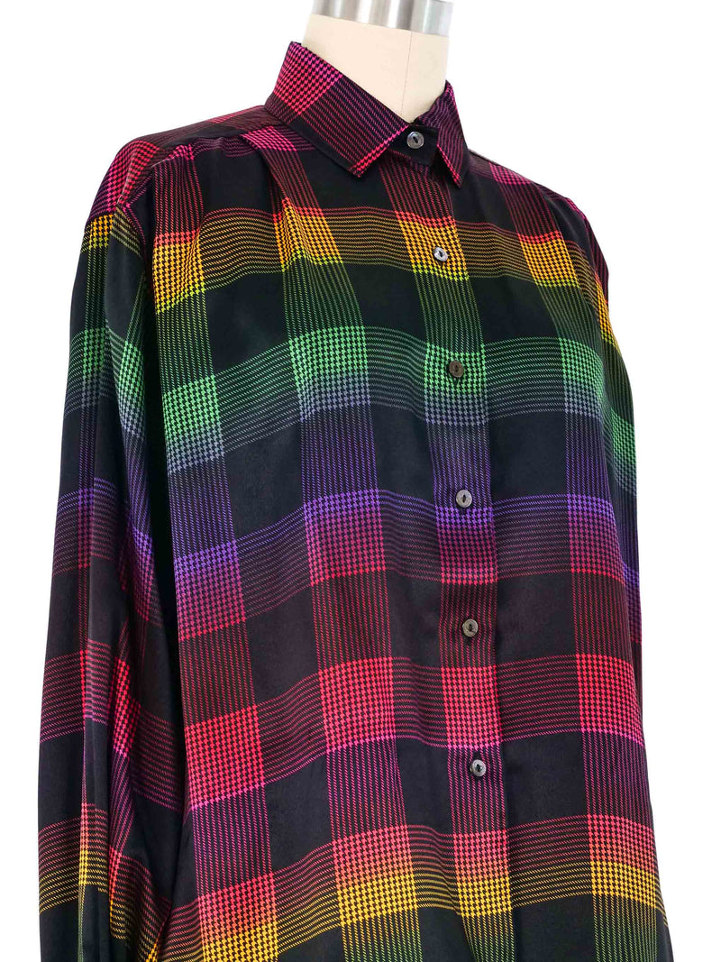 1980s Gucci Silk Rainbow Blouse Top arcadeshops.com