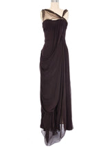 2000s Christian Dior Chocolate Chiffon Gown Dress arcadeshops.com