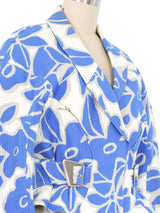 Thierry Mugler Blue Floral Motorcycle Jacket Jacket arcadeshops.com