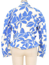 Thierry Mugler Blue Floral Motorcycle Jacket Jacket arcadeshops.com