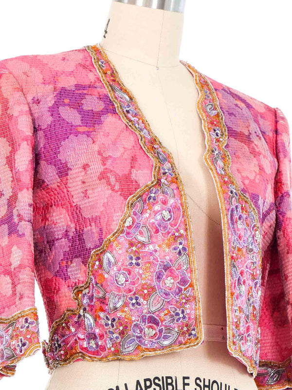 Mary McFadden Sequin Embellished Quilted Crop Jacket Jacket arcadeshops.com