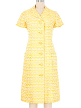 1960s Yellow Anchor Brocade Button Front Dress Dress arcadeshops.com