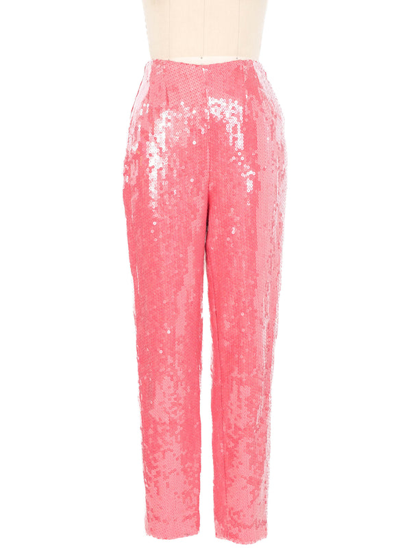 Bill Blass Pink Sequin Trousers Bottom arcadeshops.com