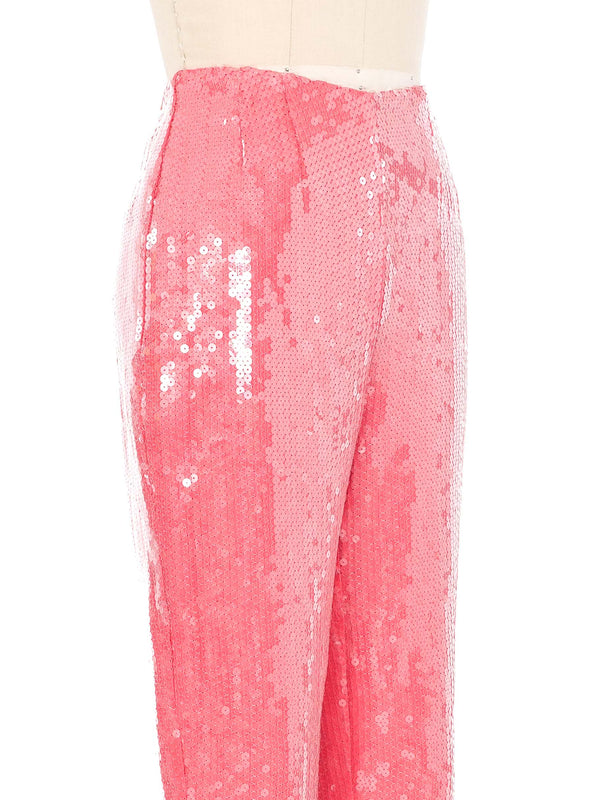 Bill Blass Pink Sequin Trousers Bottom arcadeshops.com