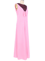 1960s Hot Pink Lace Trimmed Lounge Jumpsuit Jumpsuit arcadeshops.com
