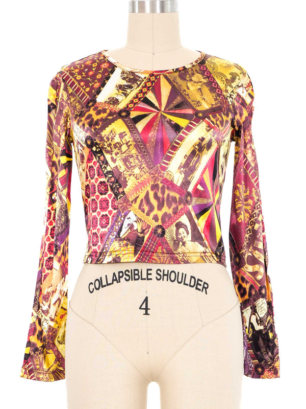 Christian Lacroix Satin Patterned Long Sleeve Top Top arcadeshops.com