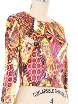 Christian Lacroix Satin Patterned Long Sleeve Top Top arcadeshops.com