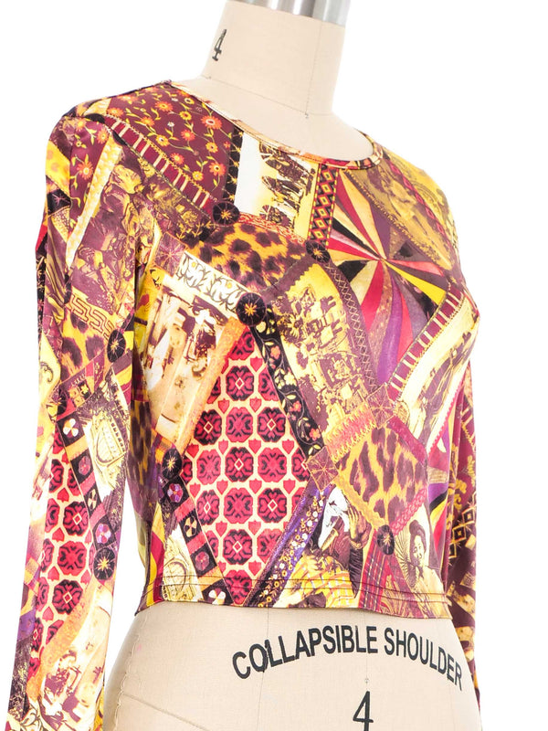 Christian Lacroix Satin Patterned Long Sleeve Top Top arcadeshops.com