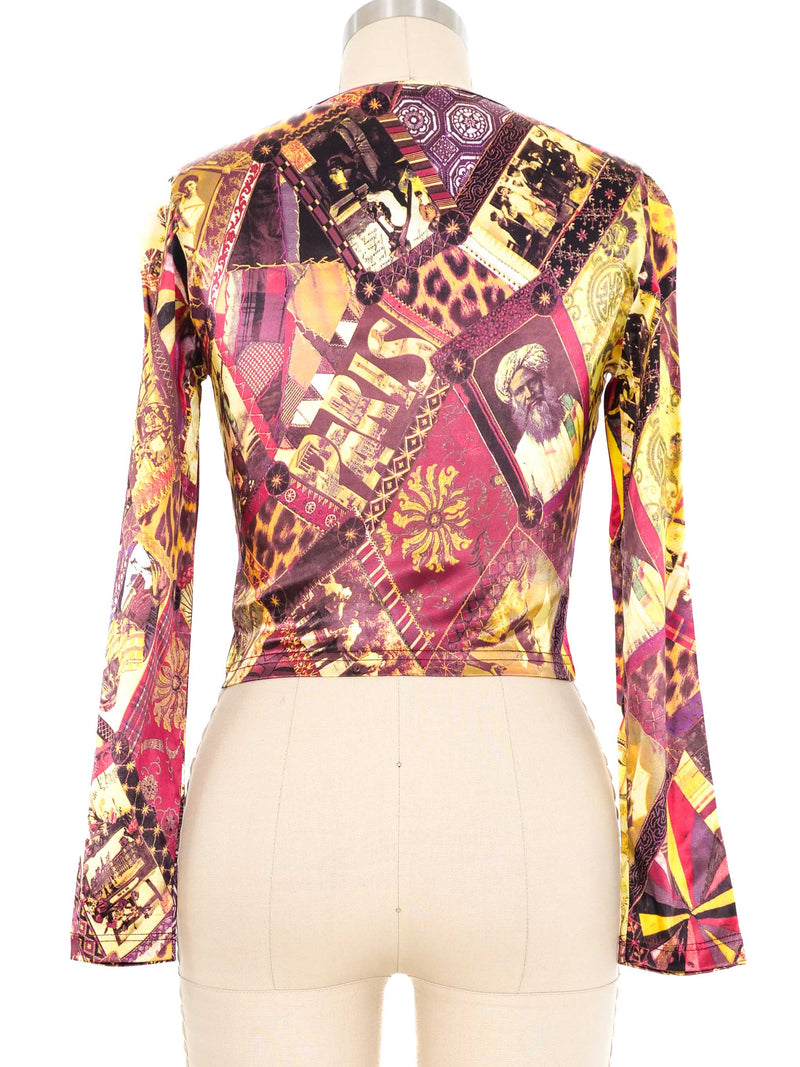 Christian Lacroix Satin Patterned Long Sleeve Top Top arcadeshops.com