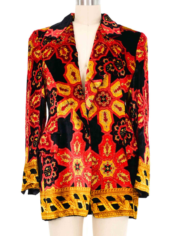 Gianfranco Ferre Baroque Print Velvet Blazer Jacket arcadeshops.com