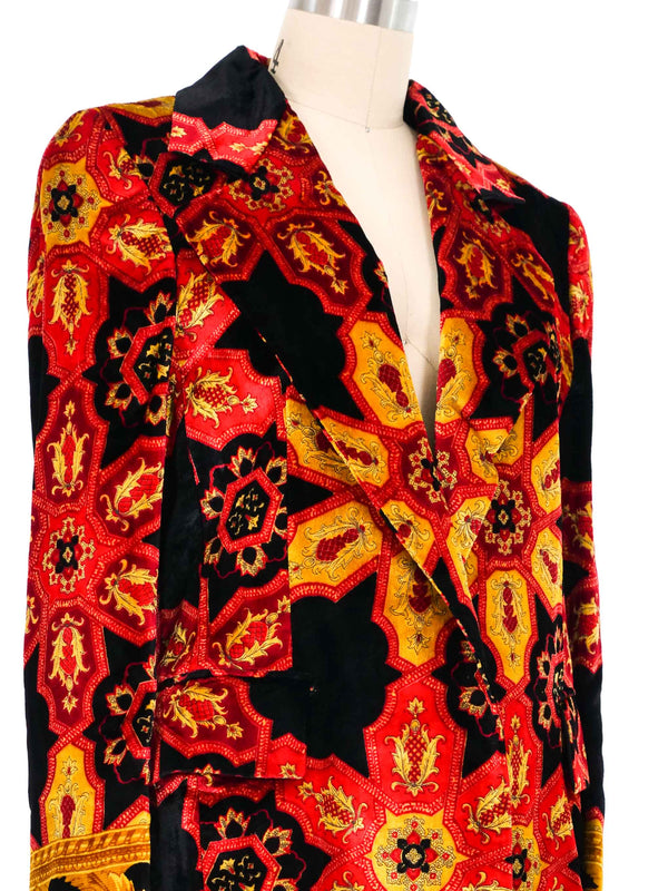 Gianfranco Ferre Baroque Print Velvet Blazer Jacket arcadeshops.com