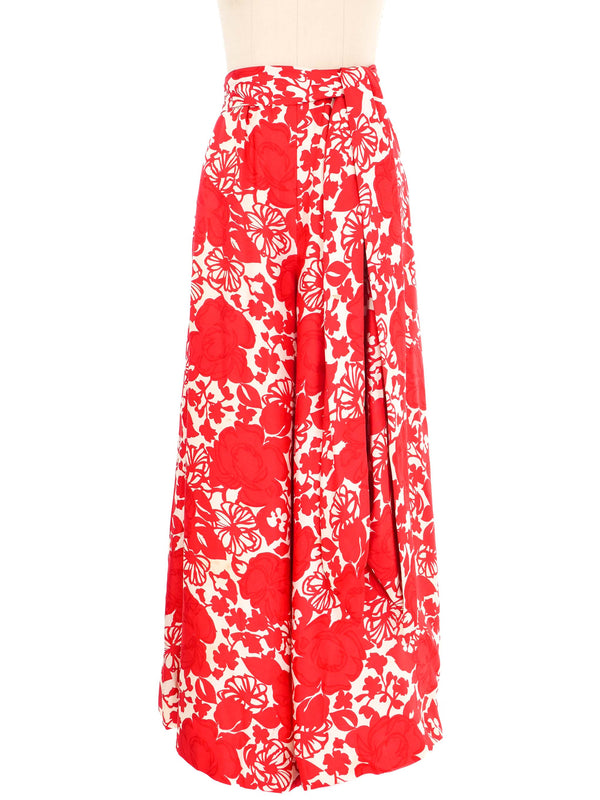 Malcolm Starr Red Floral Palazzo Pants Bottom arcadeshops.com