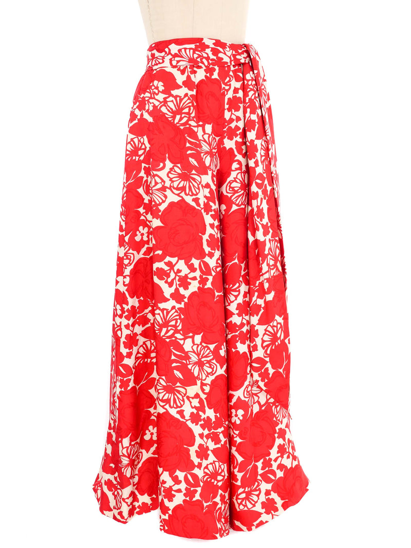 Malcolm Starr Red Floral Palazzo Pants Bottom arcadeshops.com