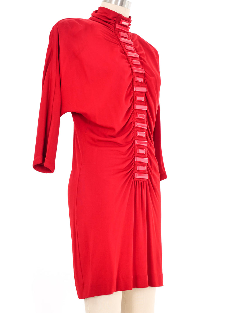 Callaghan By Romeo Gigli Crimson Knit Bead Accent Dress Dress arcadeshops.com