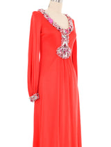 Loris Azzaro Jeweled Neckline Jersey Gown Dress arcadeshops.com