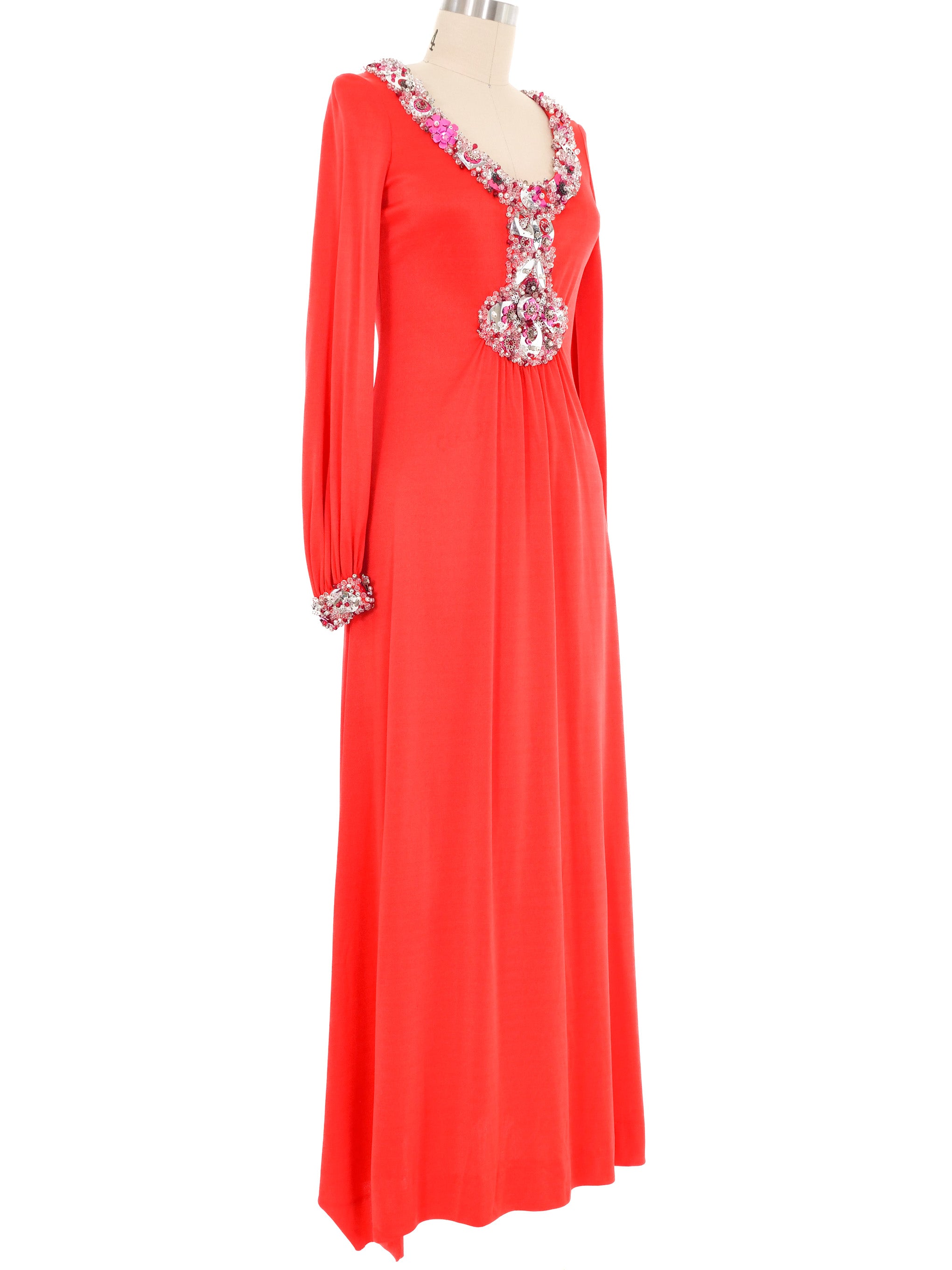 いいネット通販 - 全国送料無料でお届けします Loris Azzaro Jeweled Neckline Jersey Gown ジャケット・アウター