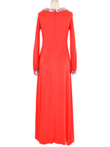 Loris Azzaro Jeweled Neckline Jersey Gown Dress arcadeshops.com