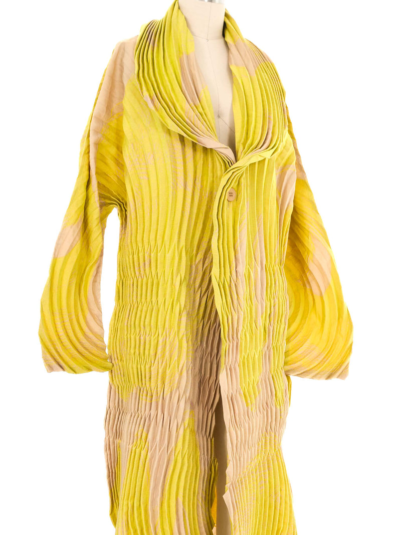 Issey Miyake Sculptural Pleated Two Tone Duster Jacket arcadeshops.com