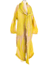 Issey Miyake Sculptural Pleated Two Tone Duster Jacket arcadeshops.com